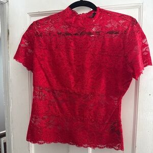 Red lace blouse